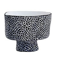 Papier mache decorative bowl, 'Dahlia' - Hand Painted Papier Mache Decorative Bowl