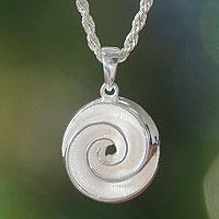 Sterling silver pendant necklace, 'Silver Nautilus' - Artisan Crafted Sterling Silver Pendant Necklace
