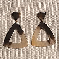 Horn dangle earrings, 'Anita' - Artisan Crafted Horn Earrings