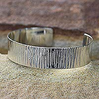 Sterling silver cuff bracelet, 'Rain' - Sterling silver cuff bracelet