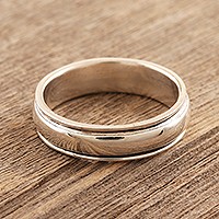 Sterling silver meditation ring, 'Thoughtful Repose' - Simple Sterling Silver Meditation Ring