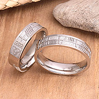Rhodium-plated sterling silver band ring, Anam Cara