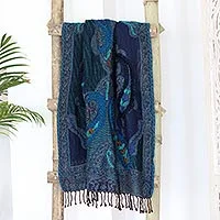Mantón de lana bordado a mano - Chal de lana bordado a mano con estampado de paisley