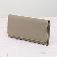 Leather wallet, 'Taupe Desire' - Hand Crafted Taupe Nappa Leather Wallet from India