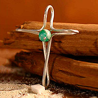 Opal cross pendant, 'Southern Sky' - Handcrafted Sterling Silver & Opal Cross Pendant