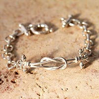 Sterling silver link bracelet, 'Lives Entwined' - Handmade Sterling Silver Link Bracelet