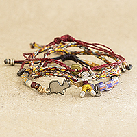 Wristband bracelets, 'Land of Corn' (set of 3) - Hand Crafted Adjustable Cord Bracelets (Set of 3)