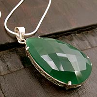 Sterling silver pendant necklace, 'Evergreen' - Sterling silver pendant necklace