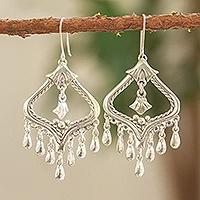 Sterling silver chandelier earrings, 'Ingenue' - Vintage Style Sterling Silver Chandelier Earrings