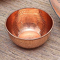 Copper bowl, 'Warm Glow' - Hammered Copper Bowl Handcrafted in Bali