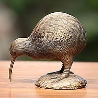 Wood sculpture, 'Kiwi Bird' - Hand-Carved Hibiscus Wood Kiwi Bird Sculpture from Bali