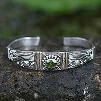 Peridot cuff bracelet, 'Paradise' - Peridot Sterling Silver Cuff Bracelet