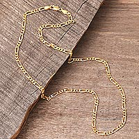 Gold plated sterling silver chain necklace, 'Shimmering Flair' (3 mm) - 22k Gold Plated Sterling Silver Chain Necklace (3 mm)