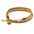 Men's leather wrap bracelet, 'Double Hug' - Golden Brown Leather Braid Wrap Bracelet for Men (image 2c) thumbail