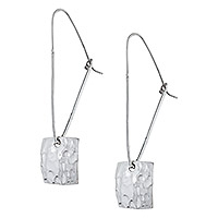Sterling silver drop earrings, 'Four Corners' - Contemporary Sterling Silver Drop Earrings
