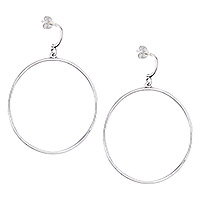 Sterling silver dangle earrings, 'Aurora' - Sterling Silver Hoop Dangle Earrings