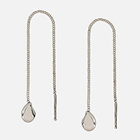 Sterling silver threader earrings, 'Sleek Cascade' - Sterling Silver Teardrop Threader Earrings