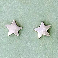 Sterling silver stud earrings, 'Celestial Magic' - Handcrafted Sterling Silver Star Stud Earrings from Mexico
