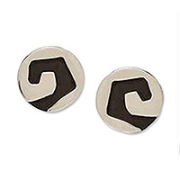 Sterling silver stud earrings, 'Abstraction' - Modern Sterling Silver Stud Earrings from Mexico