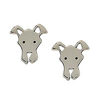 Sterling silver stud earrings, 'Great Dane' - Sterling Silver Great Dane Dog Stud Earrings from Mexico