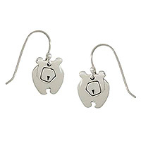 Sterling silver dangle earrings, 'Dancing Bear' - Sterling Silver Bear Dangle Earrings from Mexico