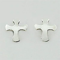 Sterling silver stud earrings, 'Faith' - Sterling Silver Cross Stud Earrings from Mexico