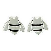 Sterling silver stud earrings, 'Bumblebee' - Sterling Silver Bumblebee Stud Earrings from Mexico