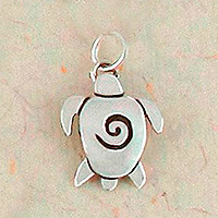 Sterling silver pendant, 'Turtle Swirl' - Sterling Silver Turtle Pendant from Mexico