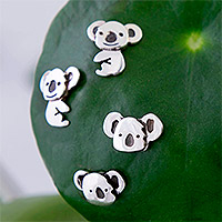 Sterling silver stud earrings, 'Outback Charm' - Sterling Silver Koala Stud Earrings from Mexico