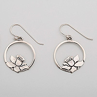 Sterling silver dangle earrings, 'Floral Delight' - Sterling Silver Flower Dangle Earrings from Mexico