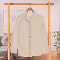 Alpaca blend sweater jacket, 'Morning Muse in Off White' - Off White Alpaca Blend Sweater Jacket from Peru