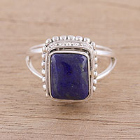 Lapis lazuli cocktail ring, 'Fancy Blue' - Handmade 925 Sterling Silver Lapis Lazuli Cocktail Ring