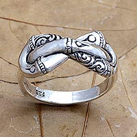Sterling silver cocktail ring, 'Infinite Bamboo' - Sterling Silver Infinity Cocktail Ring