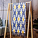 Cotton ikat scarf, 'Daisy Day' - Ikat-Patterned Daisy-Themed Blue and White Cotton Scarf