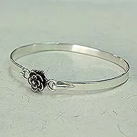 Pulsera de plata de ley - Pulsera de plata de ley con forma de rosa hecha a mano en la India