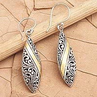 Gold-accented dangle earrings, 'Sparkly Eyes' - Gold-Accented Sterling Silver Dangle Earrings