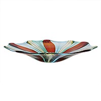Hand blown art glass centerpiece, 'Circular Circus' - Brazil Colorful Hand Blown Circular Art Glass Centerpiece