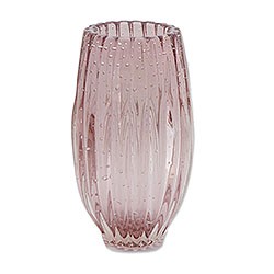 Decorative art glass vase, 'Calm Embrace' - Handblown Lilac Murano Inspired Art Glass Vase from Brazil
