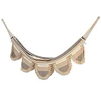 Cotton hammock, 'Beautiful Stripes' (double) - Artisan Crafted Striped Cotton Hammock from Brazil (Double)