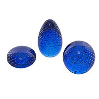 Handblown art glass paperweights, 'Infinite Ocean' (set of 3) - Hand Blown Murano Inspired Glass Paperweights (Set of 3)