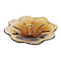 Handblown art glass centerpiece, 'Warm Petals' - Warm-Toned Handblown Art Glass Centerpiece