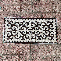 Wool area rug, 'Classic Realm' (2.5x5) - Handmade Shyrdak Wool Area Rug in Brown and White (2.5x5)