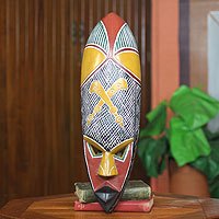 African mask, 'Authority' - Fair Trade Handcarved African Mask from Ghana