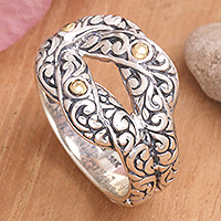 Gold-accented cocktail ring, 'Endless Affection' - Artisan Crafted Gold-Accented Unisex Cocktail Ring