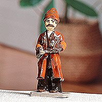 Ceramic figurine, 'The Man from Nukh' - Hand-Painted Ceramic Figurine of Nukh Gentleman