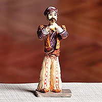 Ceramic figurine, 'The Man from Sasun' - Ceramic Figurine of Man Wearing Armenian Traditional Costume