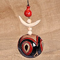 Ceramic wall decor, 'Regal Daghdghan' - Traditional Patterned Painted Ceramic Daghdghan Wall Accent