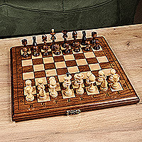 Wood board game set, 'Double the Joy' - Wood Chess & Backgammon Board Game Set Handmade in Armenia