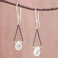 Gold accented prehnite dangle earrings, 'Justice' - Gold Accent Prehnite Dangle Earrings from Thailand