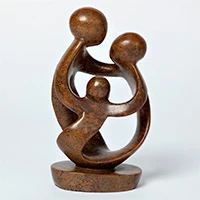 Serpentine stone sculpture, 'Shona Family' - Family of Three Zimbabwe Shona Serpentine Stone Sculpture